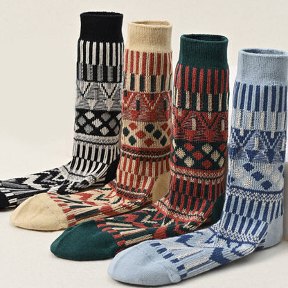 Retro Pattern Crew Socks(2 Pairs) - image 1