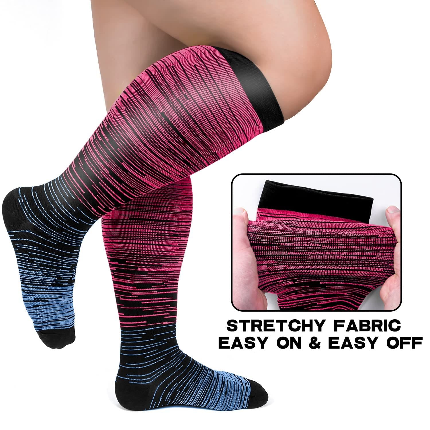 Colorful Cool Lines Plus Size Compression Socks 2XL-7XL - image 7