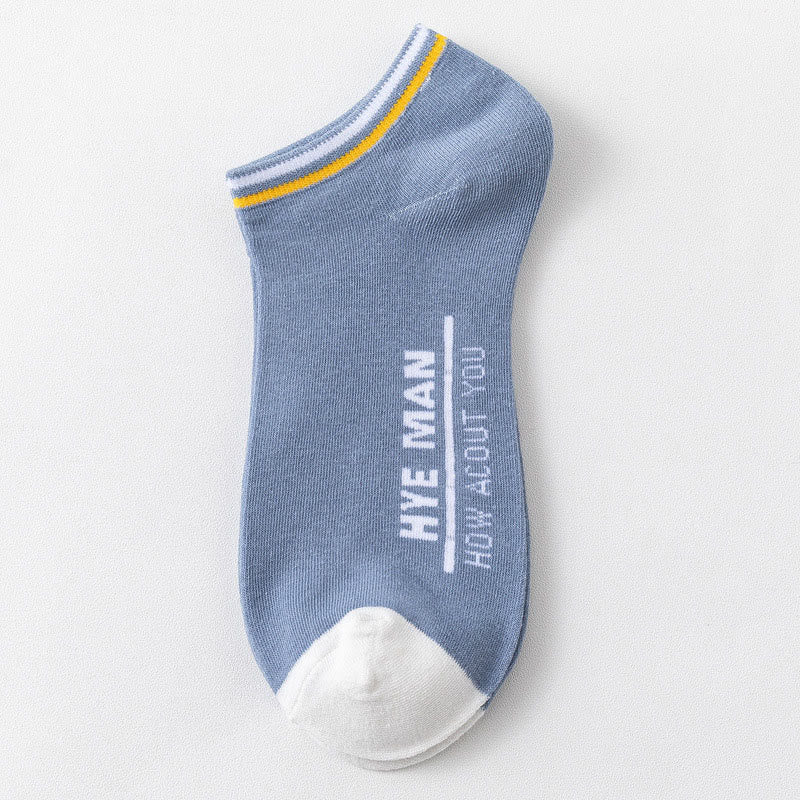 Wide Calf Letter Pattern Cotton Socks(3 Pairs) - 42-48 - Blue - image 10