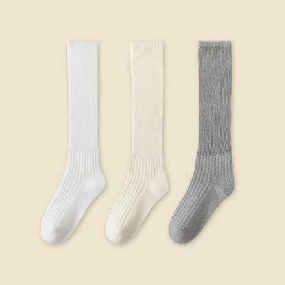 Solid Color Stylish Slouch Socks(3 Pairs) - White+Beige+Grey - EU36-40(US3-7) - image 21