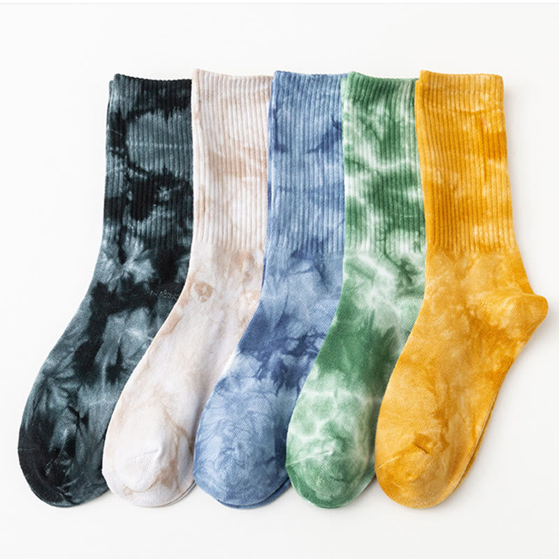 Tie-dye Crew Socks(5 Pairs) - EU40-46(US7-12) - Multicolor - image 0