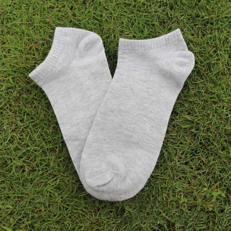 Solid Cotton Ankle Socks(3 Pairs) - 42-48 - Light Gray - image 4