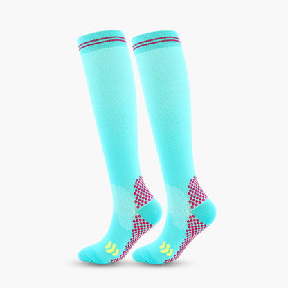 Sport Knee High Compression Socks(3 Pairs) - Sky Blue - 2XL - image 13