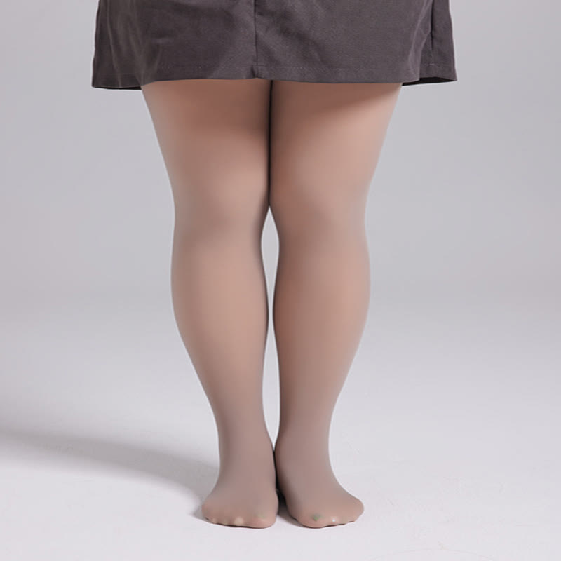 Plus Size High Waist Thick Pantyhose - 330g(Plus Velvet) - Coffee - Footed - image 4