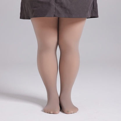 Plus Size High Waist Thick Pantyhose - 330g(Plus Velvet) - Coffee - Footed - image 4