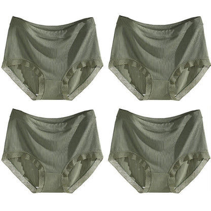 High-Waisted Seamless Panty(4 Pairs) - Green - 4XL - image 15