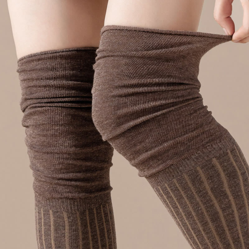Solid Color Thigh High Socks(2 Pairs) - image 5