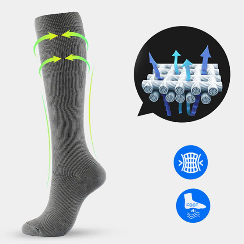 Plus Size Solid Color Anti-slip Compression Socks(6 Pairs) - image 4