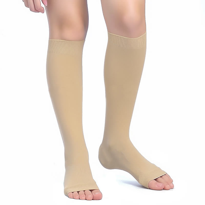 Plus Size Multicolor Open Toe Compression Socks  - Nude - 4XL - image 7