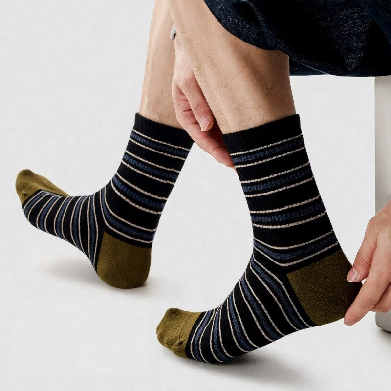 Vintage Striped Quarter Socks (2 Pairs) - Green - EU39-43(US6-9) - image 5