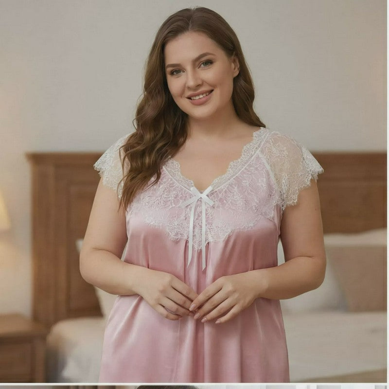 Blush Satin Lace Nightgown - image 3