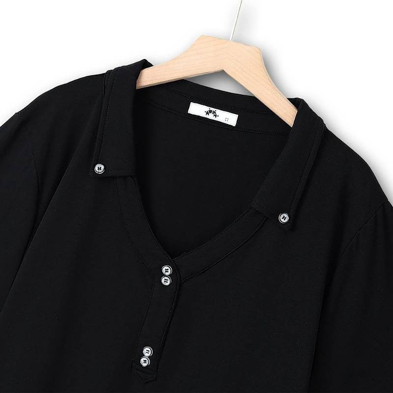 Snap Collar V Neck Casual Top - image 3