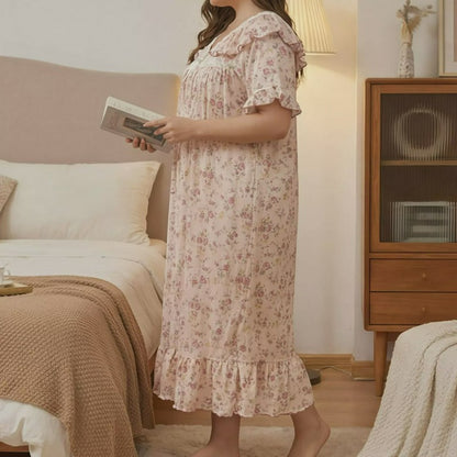 Vintage Floral Lace Trim Nightgown - image 2