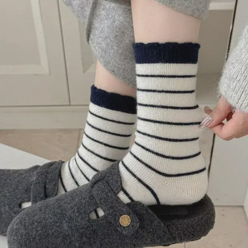 Cozy Striped Knit Quarter Socks (5 Pairs) - image 1