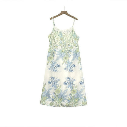 Floral Satin Dress Cardigan Two-Piece Set - Camisole Dress - 6XL - image 2