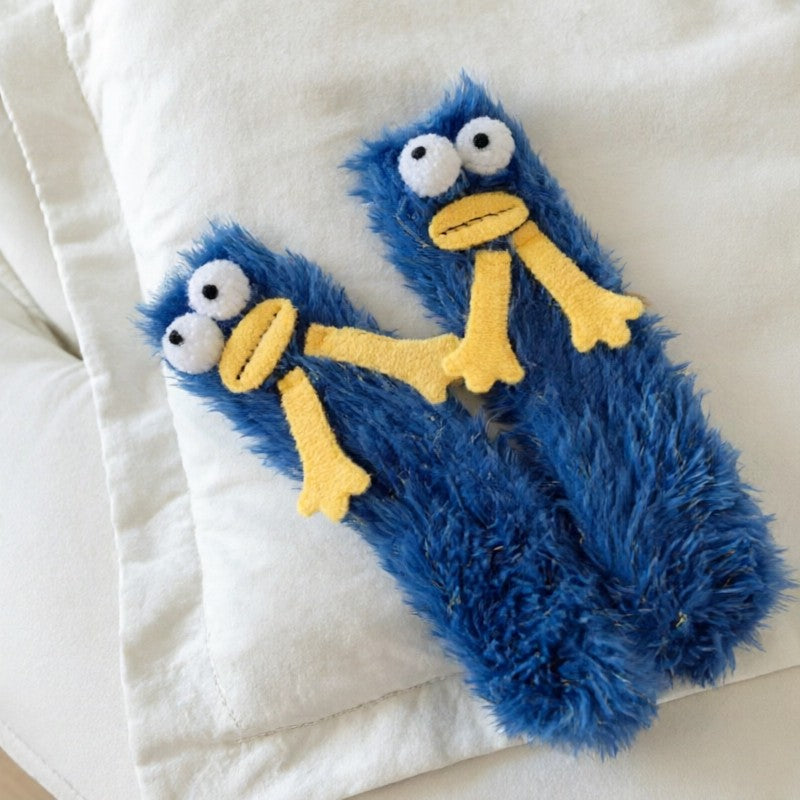 Fuzzy Monster Plush Cozy Slipper Socks - Blue - EU35-39(US2-6) - image 5