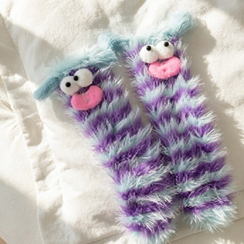 Fuzzy Monster Plush Cozy Slipper Socks - DarkPurple - EU35-39(US2-6) - image 2
