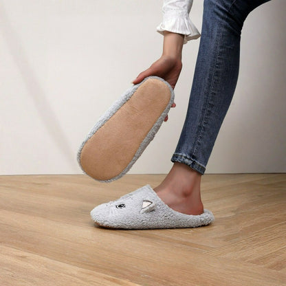 Warm Cozy Cat Face Plush Indoor House Slippers - image 3