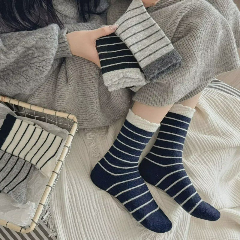 Cozy Striped Knit Quarter Socks (5 Pairs) - image 4