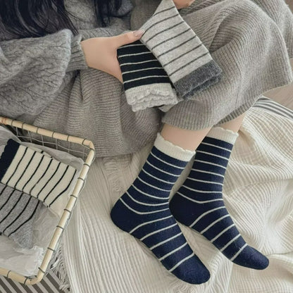Cozy Striped Knit Quarter Socks (5 Pairs) - image 4
