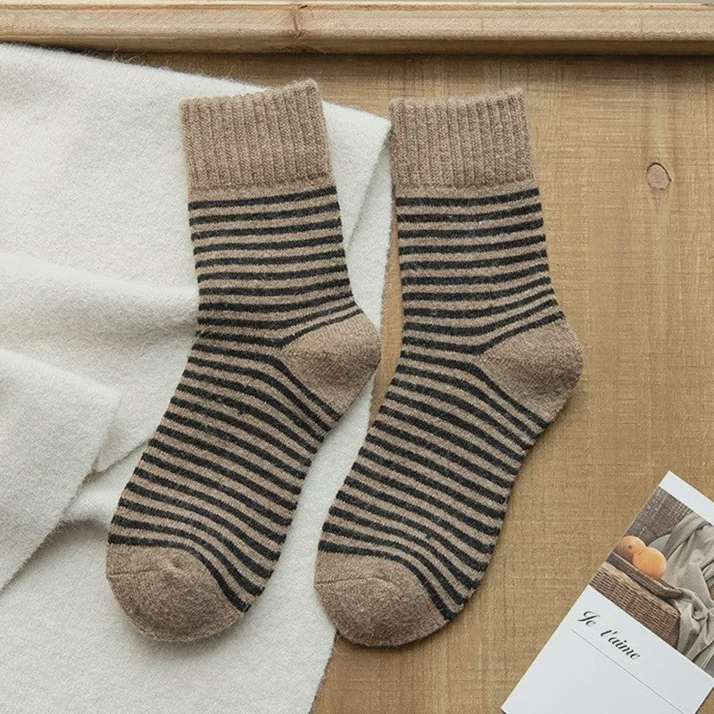 Cozy Striped Terry Quarter Socks (5 Pairs) - Khaki - EU36-42(US3-8.5) - image 11