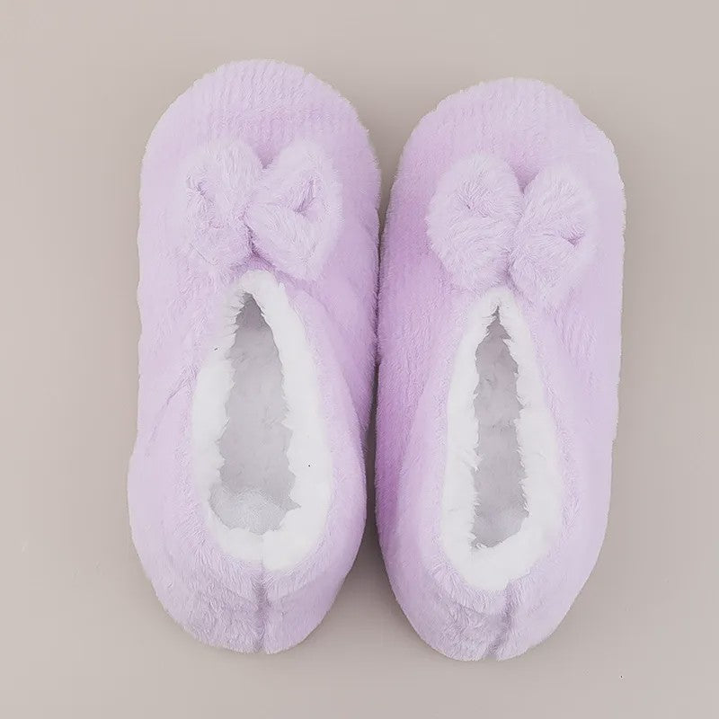Lavender Bow Plush Slipper Socks - Light Purple - EU36-40(US3-7) - image 3