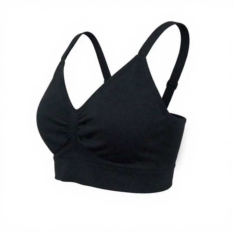 Ruched Seamless Wireless Bra - Black - 3XL - image 5
