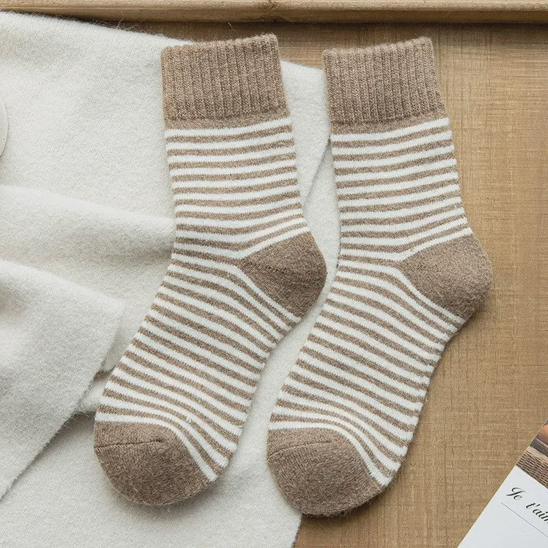 Cozy Striped Terry Quarter Socks (5 Pairs) - Coffee - EU36-42(US3-8.5) - image 8