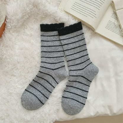 Cozy Striped Knit Quarter Socks (5 Pairs) - Dark Grey - EU36-42(US3-8.5) - image 6