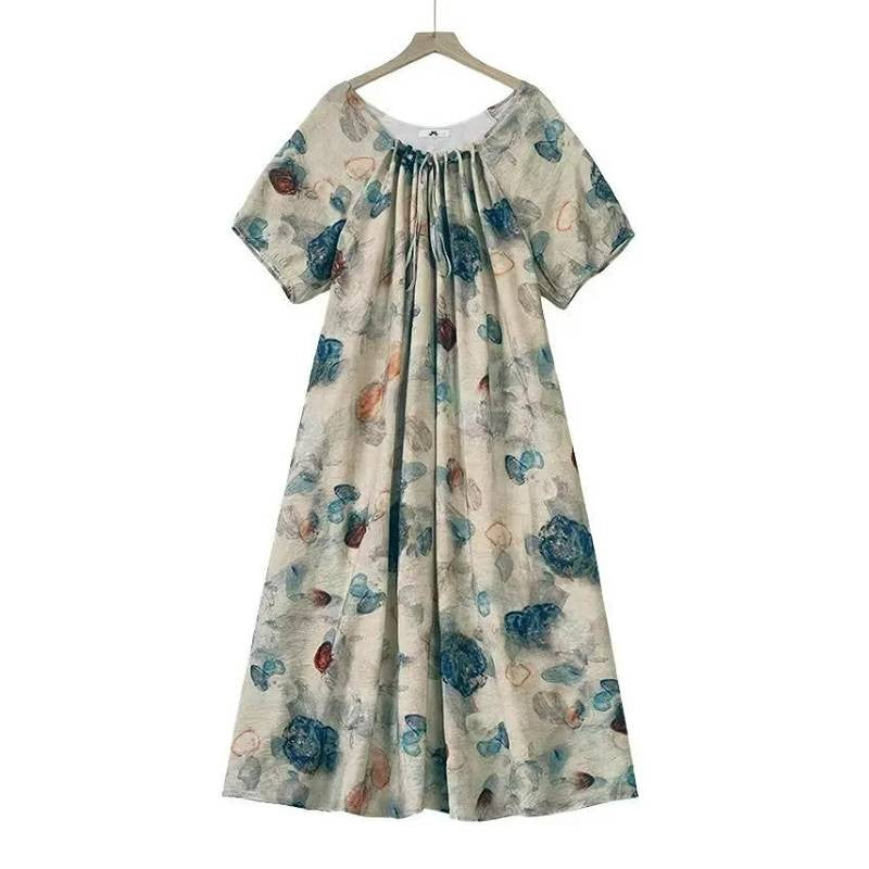 Watercolor Floral Relaxed Maxi Dress - Apricot - 6XL - image 0