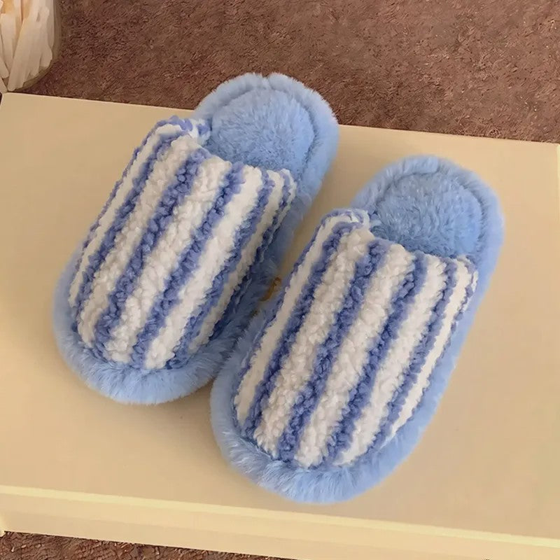 Cozy Striped Plush Indoor Slippers - image 3