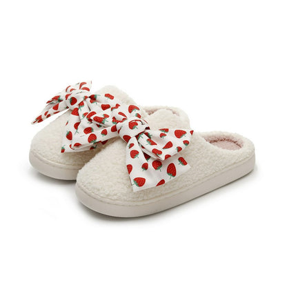 Strawberry Bow Slippers - White - EU44-45(US10-11) - image 0