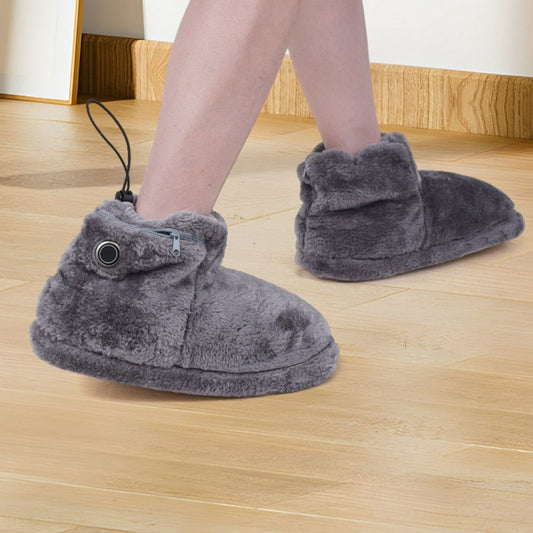 Heating Cozy Knit Plush Slipper Socks - Grey - One Size - image 0