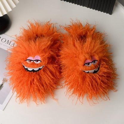 Pink Fluffy Cartoon Eye Indoor Slippers - Orange - 50-51(US12.5-13) - image 4