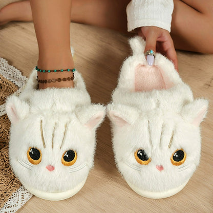 Cat Plush Soft Sole Indoor Slippers - White - EU44-45(US10-11) - image 7