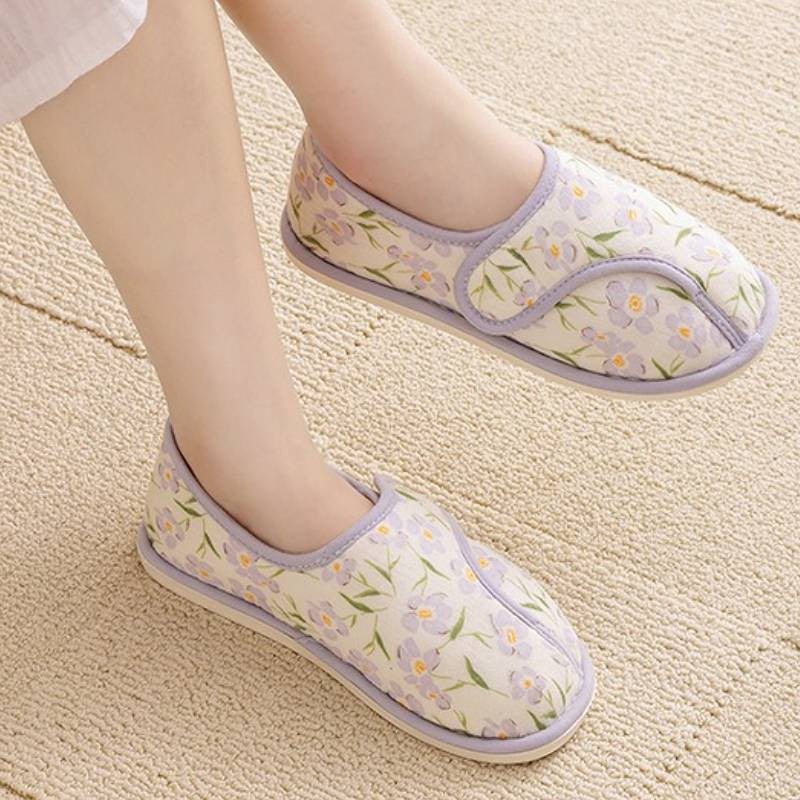 Floral Cotton Adjustable Strap Fluffy Home Shoes - image 1