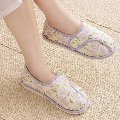 Floral Cotton Adjustable Strap Fluffy Home Shoes - image 1