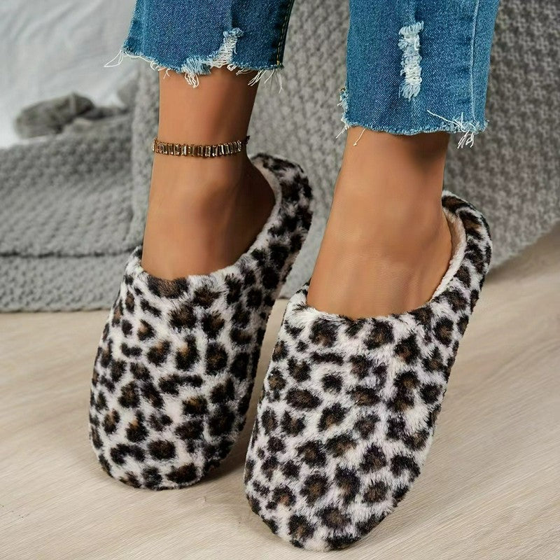 Cozy Leopard Plush Mule Slippers - image 1
