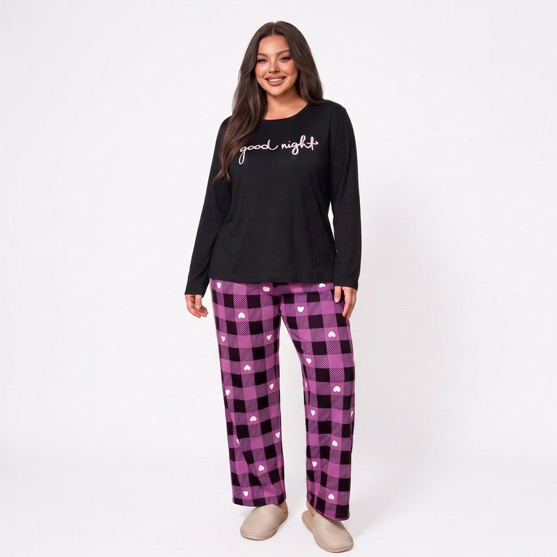 Good Night Plaid Pajama Set - Purple - 5XL - image 0
