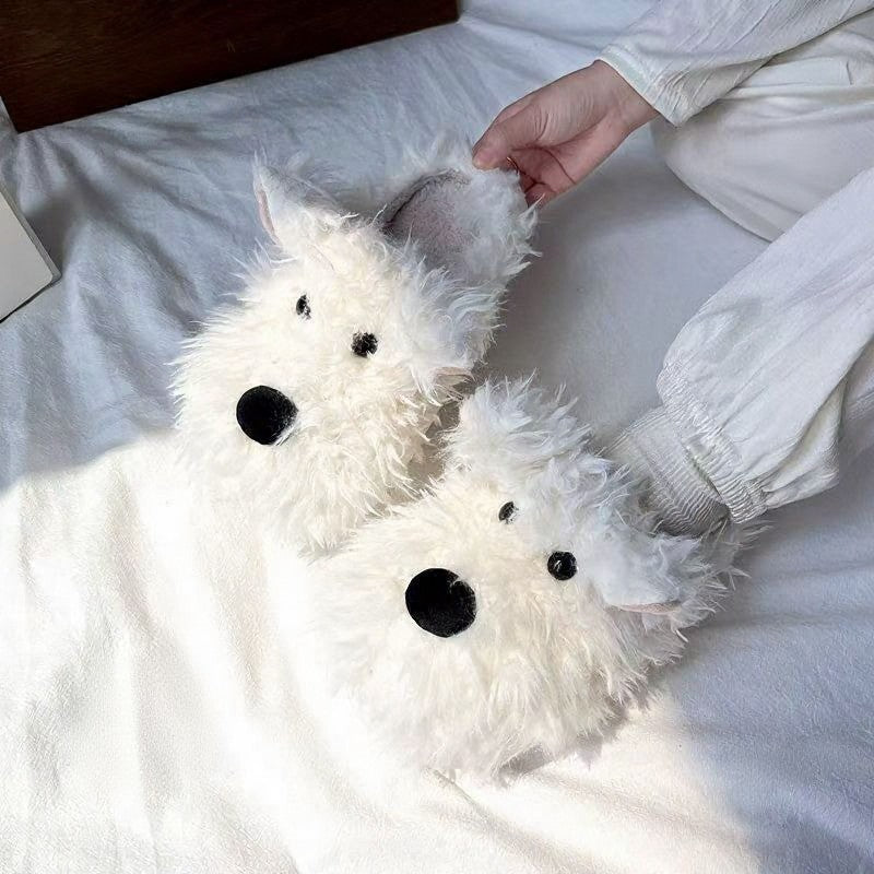 Cozy Puppy Plush House Slippers - White - EU40-41(US7-7.5) - image 0