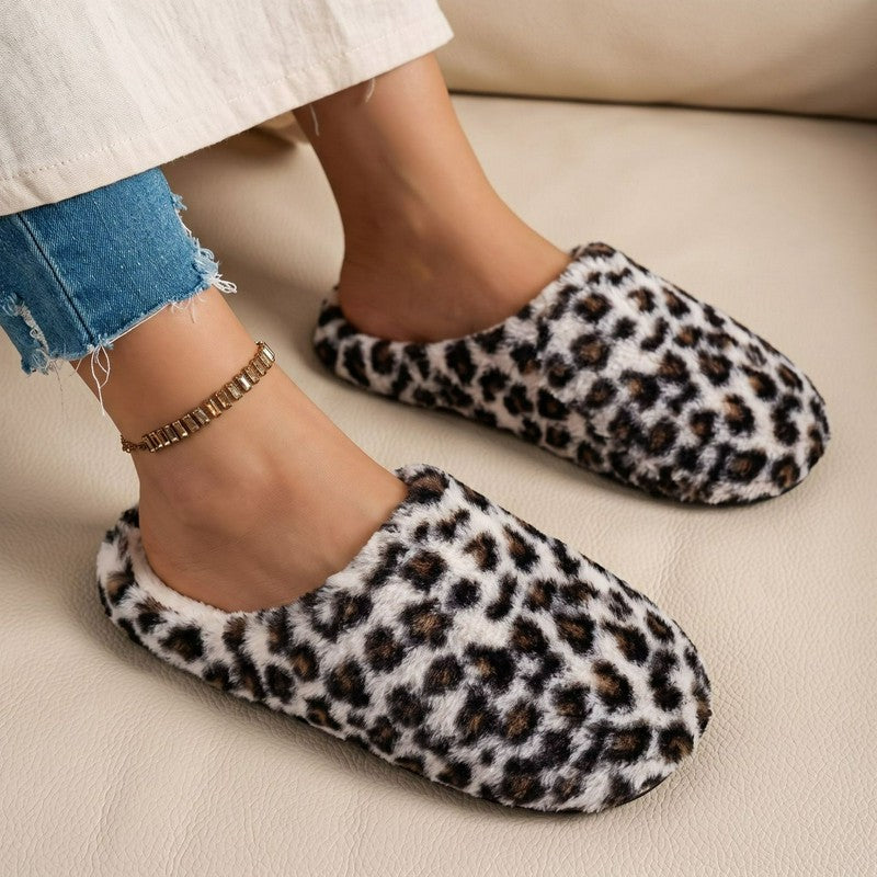Cozy Leopard Plush Mule Slippers - image 4