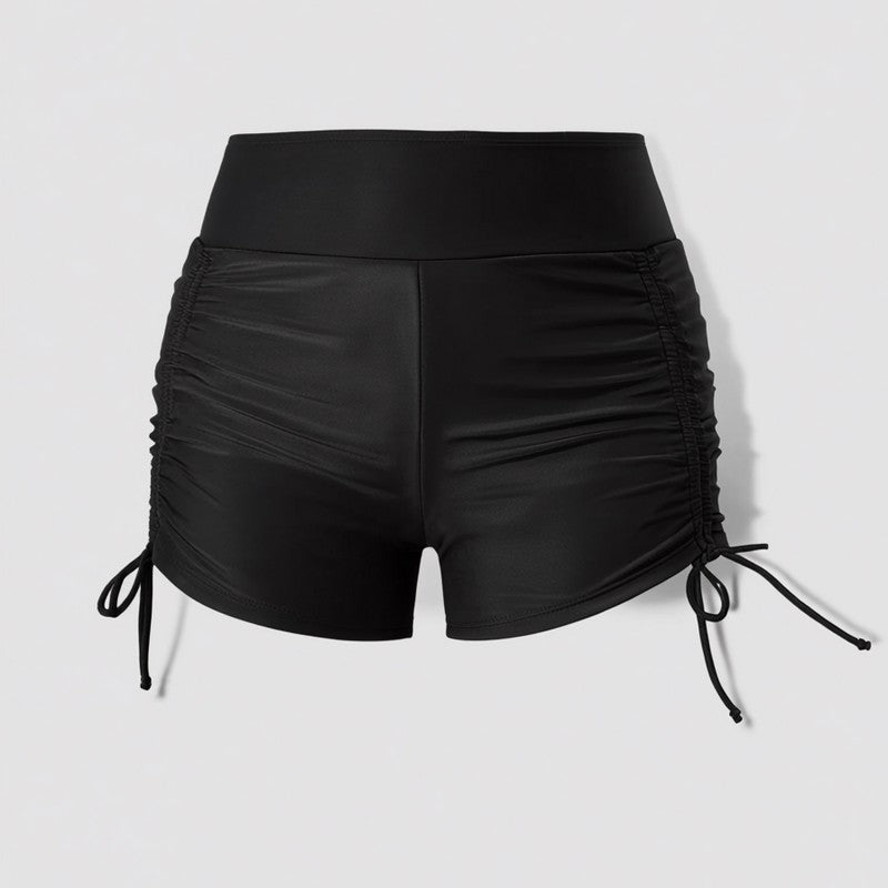 Black Ruched High Waist Swim Shorts - image 5
