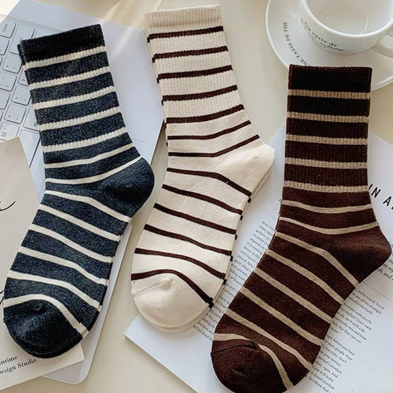 Retro Striped Cotton Quarter Socks (5 Pairs) - image 2