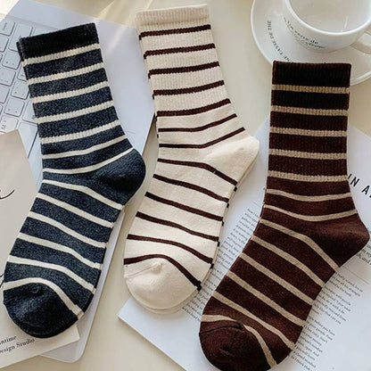 Retro Striped Cotton Quarter Socks (5 Pairs) - image 2