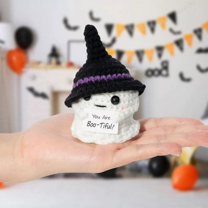 Halloween Ghost Crochet Doll With Message Card - White - One Size - image 0
