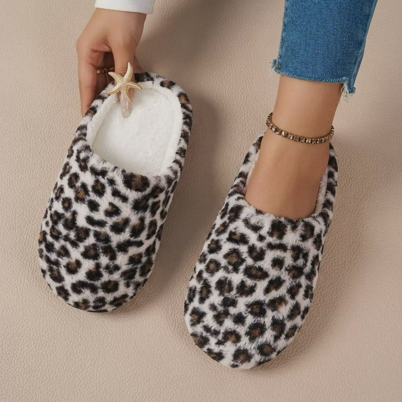 Cozy Leopard Plush Mule Slippers - Coffee - EU46-47(US12-12.5) - image 0