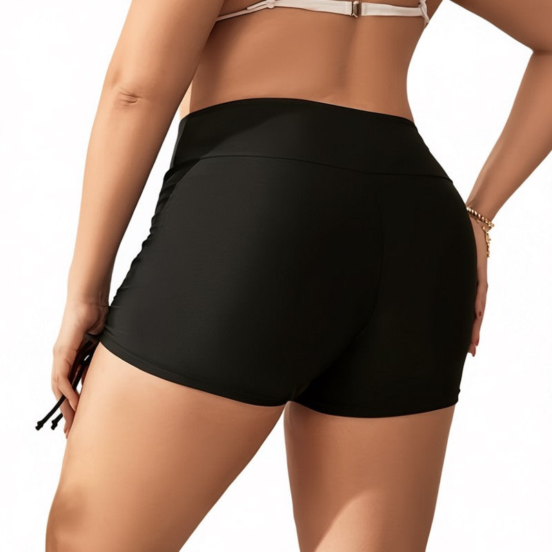 Black Ruched High Waist Swim Shorts - image 1