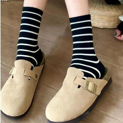 Retro Striped Cotton Quarter Socks (5 Pairs) - image 1