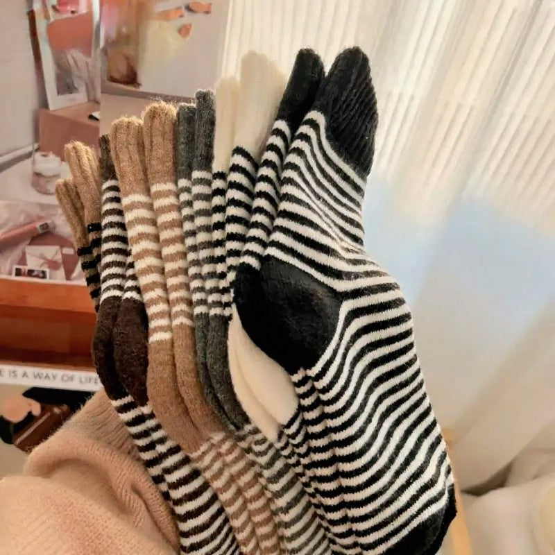 Cozy Striped Terry Quarter Socks (5 Pairs) - image 12