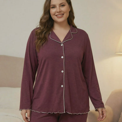 Classic Solid Color Pajama Set - image 2